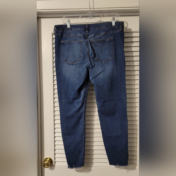 Sonoma Women's Dark Blue Distressed Ankle Jeans - Picture 2 of 3